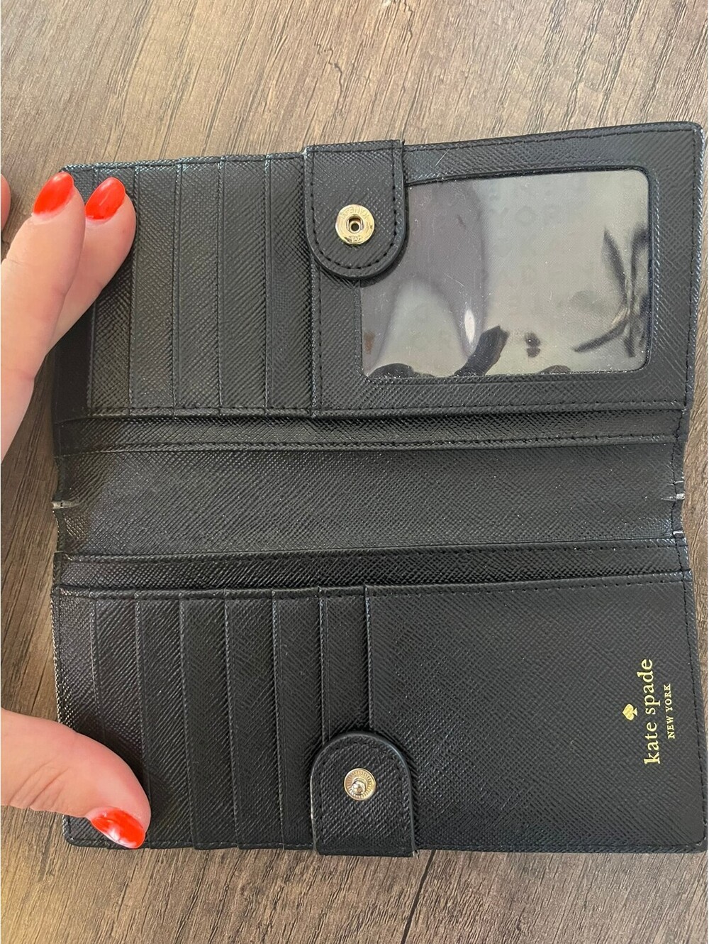 Kate Spade New York Black Swan Print Zip-Around Continental Wallet - Picture 4 of 9